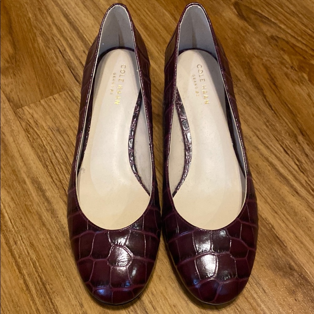 Cole Haan Women's Croc-Embossed Dark Brown-Burgundy Pumps